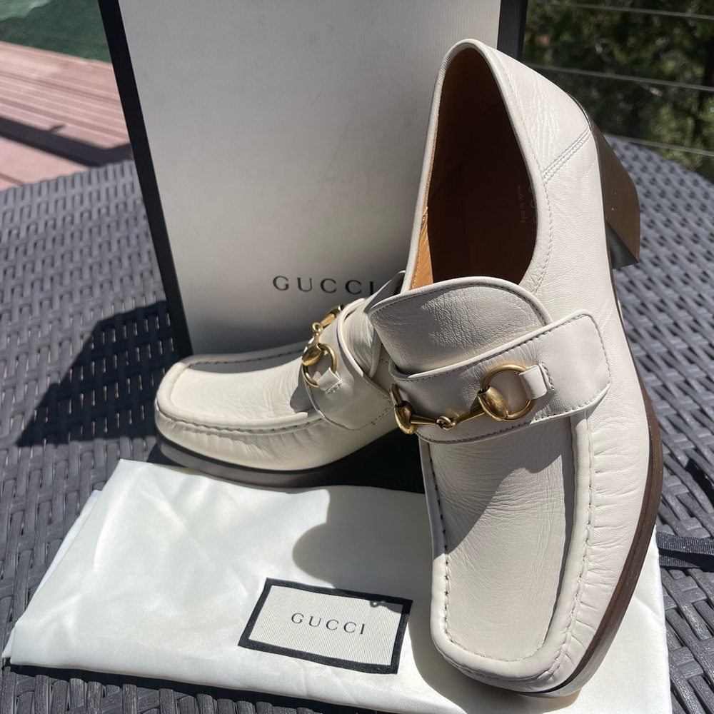 Gucci White leather moccasin loafer shoes 39 brand new never used in the box